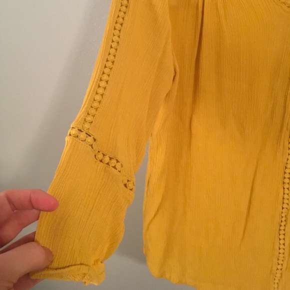 John Paul Richard Mustard Yellow Top with Lace - Picture 5 of 8